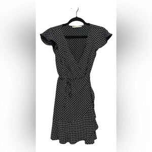 Abercrombie & Fitch Navy and White Wrap Dress Size Small Preppy Short Sleeve